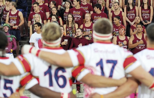 Tuks face the Maties crowd during the Varsity Cup