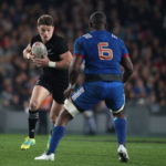 New Zealand's Beauden Barrett takes on the France defence