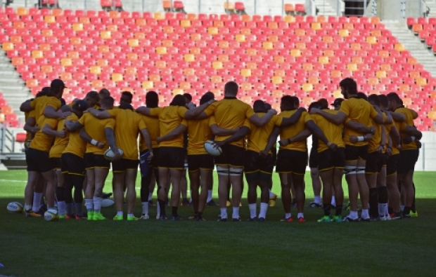 Springbok players in a huddle