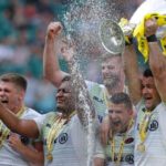 Saracens lift the Premiership trophy