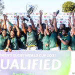 The Springbok Women celebrate their 2021 World Cup qualification