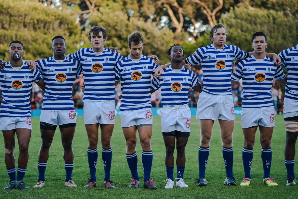 UCT Ikeys before a Varsity Cup match.