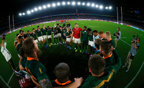 The Boks in a team huddle