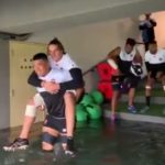 Watch: Japan players wade through water