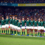 The Springboks lineup for the national anthem