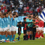 Uruguay line up for their anthem