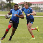 Sibusiso Sithole and Christopher Hollis during training