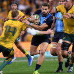 Ramiro Moyano of the Pumas (centre) in action during the Rugby Championship match between Australia and Argentina at Suncorp Stadium in Brisbane