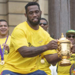 Siya Kolisi for the Springboks during their victory parade on November 11, 2019 in Cape Town