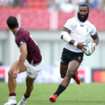 Semi Radradra of Fiji runs with the ball during the Rugby World Cup 2019 Group D game between Georgia and Fiji at Hanazono Rugby Stadium