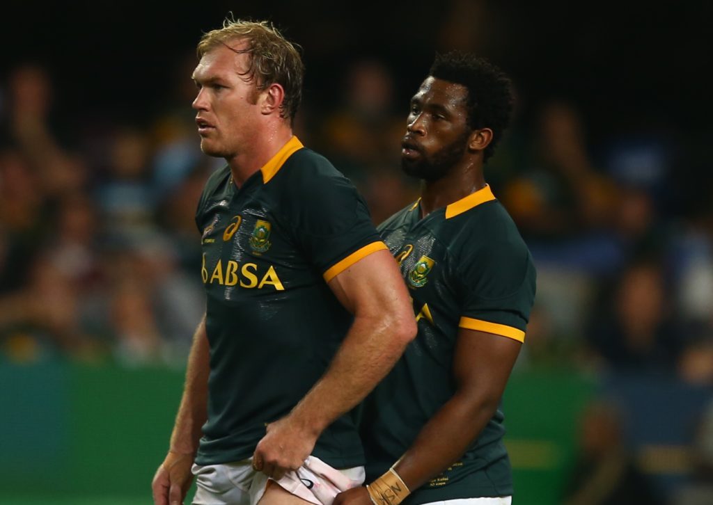 Schalk Burger with Siya Kolisi of South Africa during The Castle Lager Rugby Championship 2015 match between South Africa and Argentina