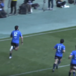 Damian de Allende scores his first try for Panasonic Wild Knights