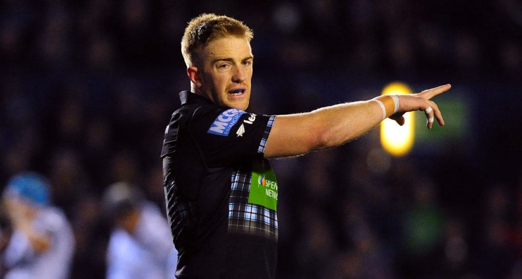 Kyle Steyn of Glasgow Warriors in action during the Guinness Pro14 Round 15 match between the Cardiff Blues and Glasgow Warriors