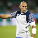 Sergio Parisse (capt.) of Italy during the Rugby World Cup 2019 Pool B match between South Africa and Italy at Shizuoka Stadium Ecopa