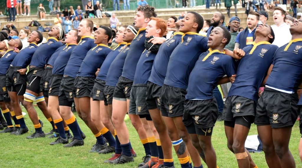 Durban High School boys sing a warcry