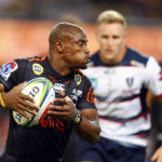 Makazole Mapimpi of the Cell C Sharks during the Super Rugby match between Cell C Sharks and Rebels at Jonsson Kings Park on March 23, 2019