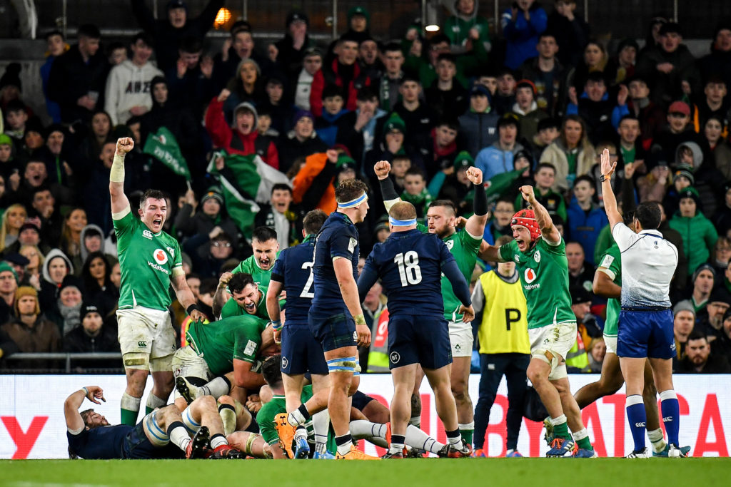 Ireland celebrate winning an important penalty