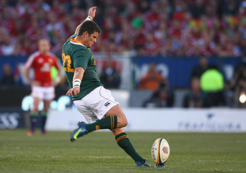 Morne Steyn of South Africa kicks the match winning penalty during the Second Test match between South Africa and the British and Irish Lions at Loftus Versfeld on June 27, 2009 in Pretoria