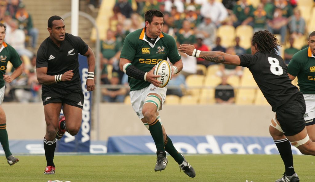 Pierre Spies running hard during the Tri-Nations match between South Africa and New Zealand at the Royal Bafokeng Stadium in Rustenburg, South Africa
