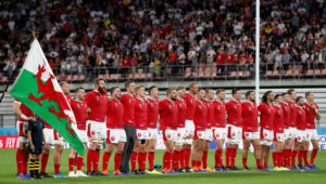 Wales line up for their anthem/Getty Images