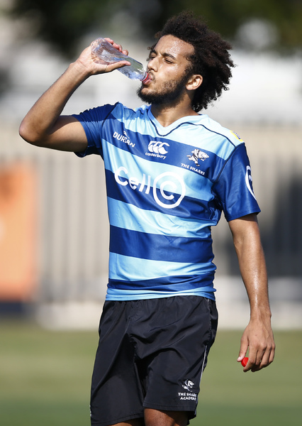 DURBAN, SOUTH AFRICA - JULY 28: Jaden Hendrikse during the Cell C Sharks training session at Jonsson Kings Park Stadium on July 28, 2020 in Durban, South Africa. (Photo by Steve Haag/Gallo Images)