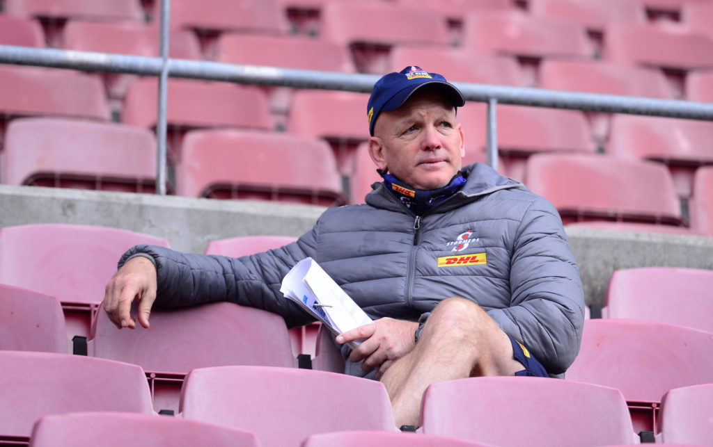 John Dobson, head coach of the Stormers during the Stormers tribute to acknowledge those who have been affected by the Covid-19 pandemic and those who have contributed over this period at Newlands Rugby Stadium on 6 August 2020 © Ryan Wilkisky/BackpagePix