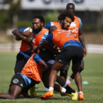 DURBAN, SOUTH AFRICA - SEPTEMBER 02: Lukhanyo Am (captain) of the Cell C Sharks during the Cell C Sharks training session at Jonsson Kings Park Stadium on September 02, 2020 in Durban, South Africa. (Photo by Steve Haag/Gallo Images)