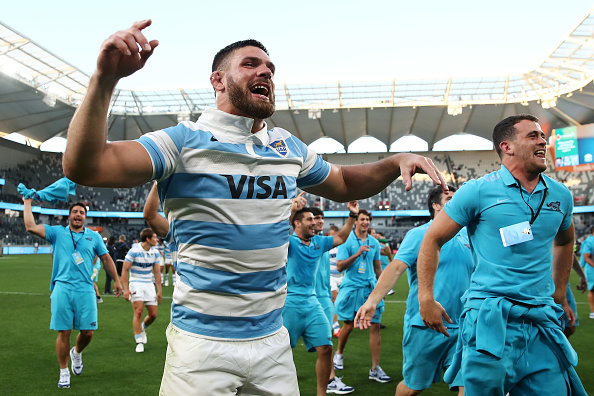 SYDNEY, AUSTRALIA - NOVEMBER 14: Marcos Kremer of the Pumas celebrates winning the 2020 Tri-Nations rugby match between the New Zealand All Blacks and the Argentina Los Pumas at Bankwest Stadium on November 14, 2020 in Sydney, Australia. (Photo by Cameron Spencer/Getty Images)