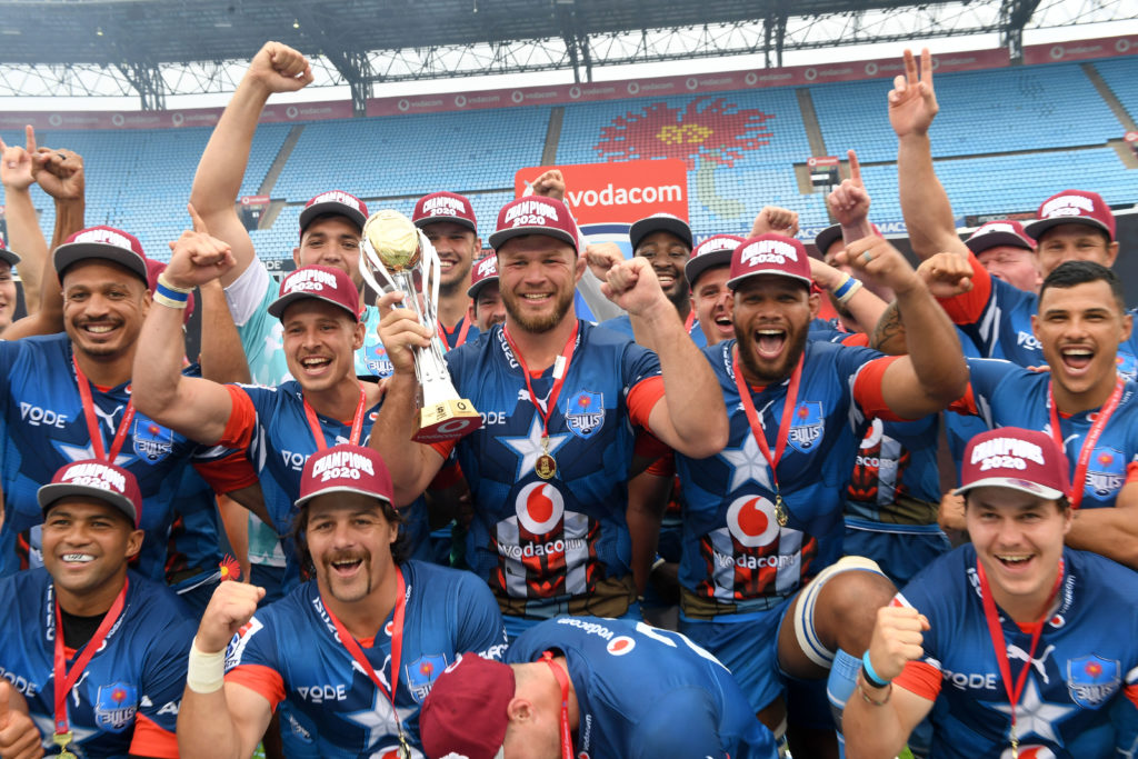 The Bulls celebrate their Super Rugby Unlocked title win