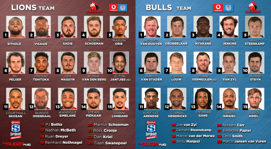 Graphic: Lions vs Bulls – Team sheets