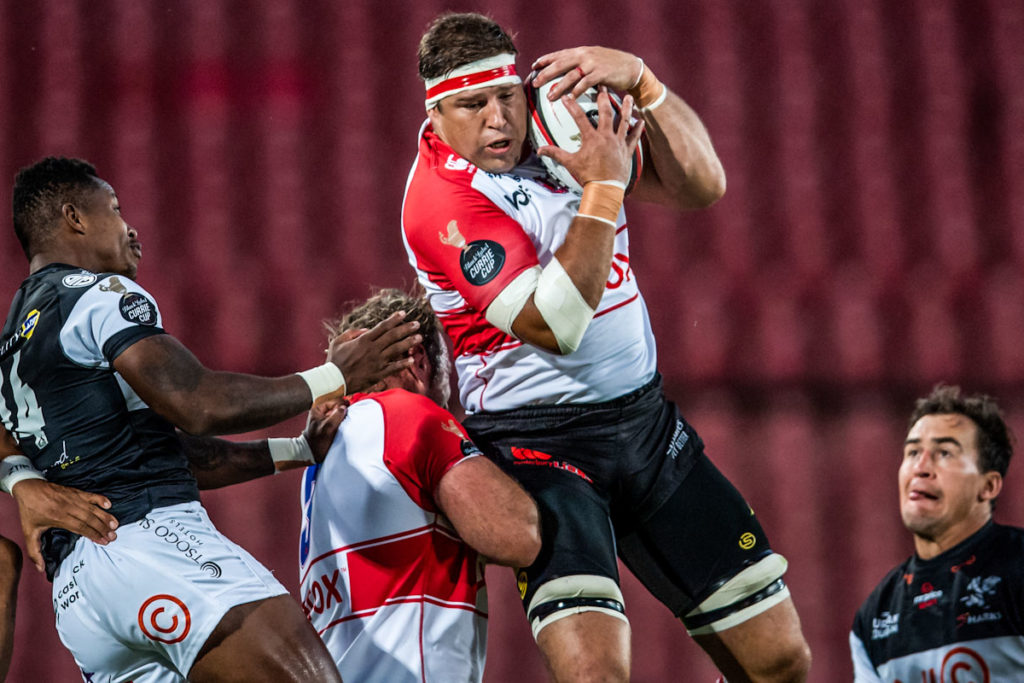 Lions duo Willem Alberts and Jannie du Plessis against the Sharks