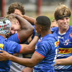 Stormers celebrate as Pieter-Steph du Toit of the DHL Stormers scores for his side during the 2021 Rainbow Cup SA game between the Sharks and the Stormers at Kings Park Stadium on 22 May 2021 © Gerhard Duraan/BackpagePix