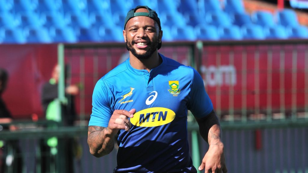 Lionel Mapoe of South Africa during the 2018 The Rugby Championship South Africa training session at Loftus Versfeld Stadium, Pretoria on 01 October 2018 ©Samuel Shivambu/BackpagePix