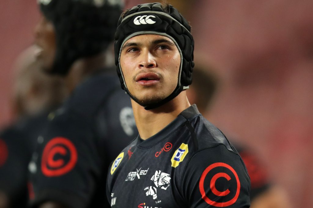 Thaakir Abrahams of the Sharks during the 2021 British and Irish Lions Tour rugby match between the Sharks and BI Lions at Ellis Park, Johannesburg on 07 July 2021 ©Muzi Ntombela/BackpagePix