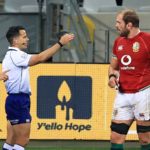 Referee Nic Berry and Lions captain Alun Wyn Jones