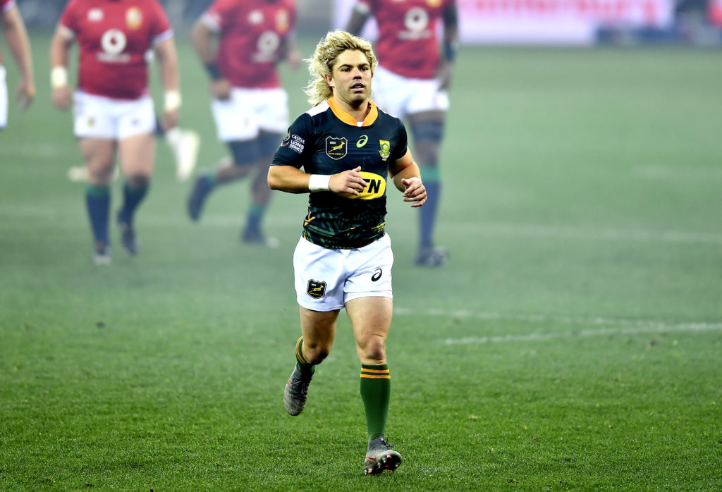 CAPE TOWN, SOUTH AFRICA - JULY 14: Faf de Klerk of South Africa A during the Tour match between South Africa A and British and Irish Lions at Cape Town Stadium on July 14, 2021 in Cape Town, South Africa.