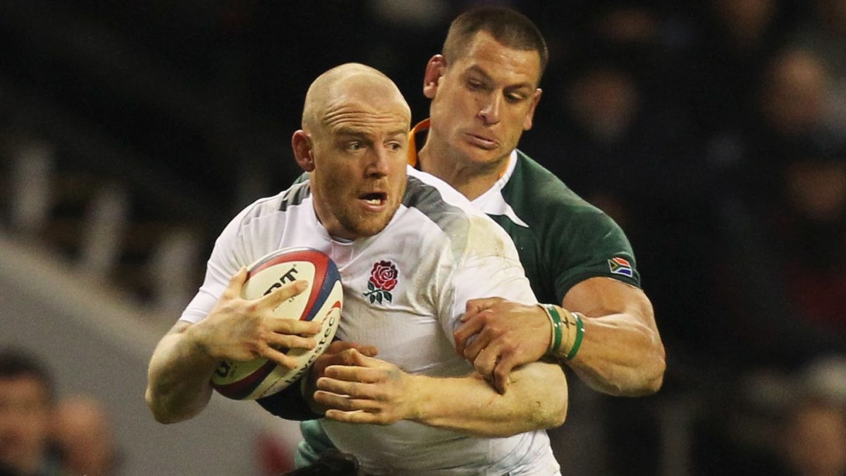 LONDON, ENGLAND - NOVEMBER 27: Mike Tindall of England is tackled by Pierre Spies and Frans Steyn (13) of South Africa during the Investec Challenge match between England and South Africa at Twickenham Stadium on November 27, 2010 in London, England. (Photo by Warren Little/Getty Images)