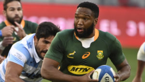 Lukhanyo Am of the Springboks during the 2021 Rugby Championship game between Argentina and South Africa at Nelson Mandela Bay Stadium in Port Elizabeth on 21 August 2021 ©Deryck Foster/BackpagePix