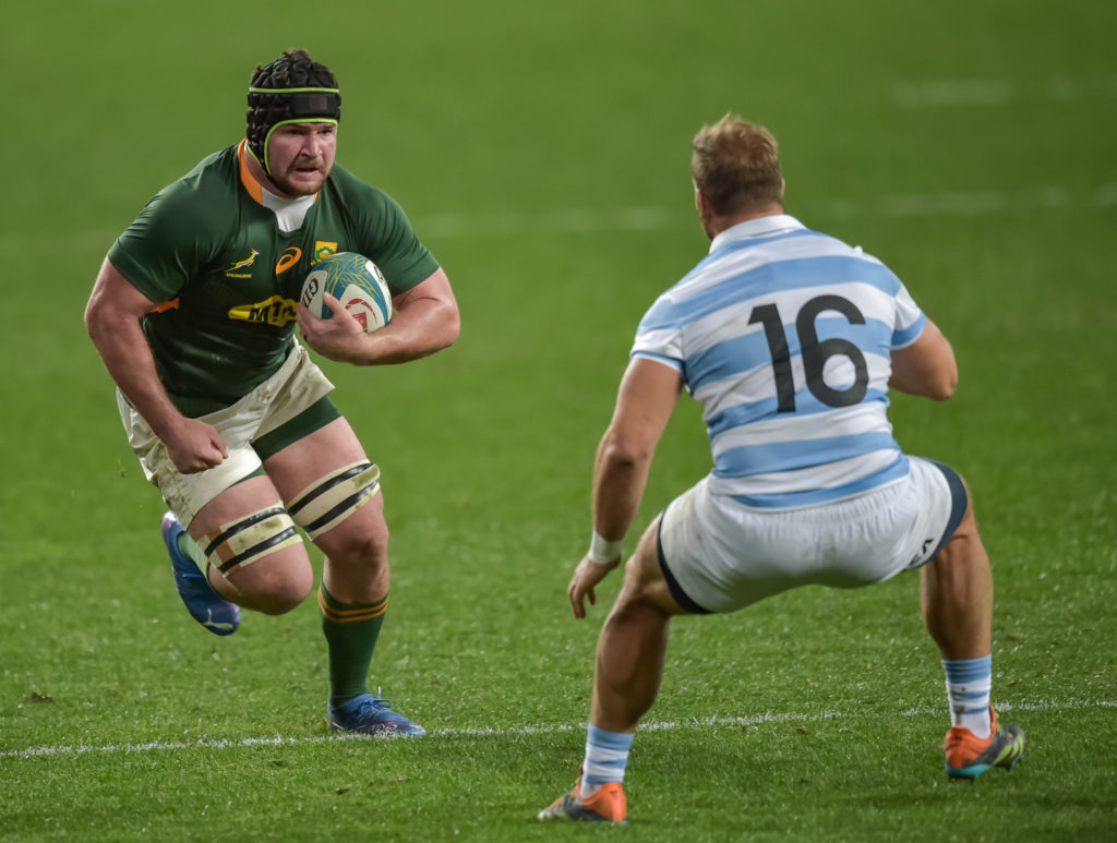 GQEBERHA, SOUTH AFRICA - AUGUST 14: Marco van Staden of South Africa during the Castle Lager Rugby Championship match between South Africa and Argentina at Nelson Mandela Bay Stadium on August 14, 2021 in Gqeberha, South Africa.