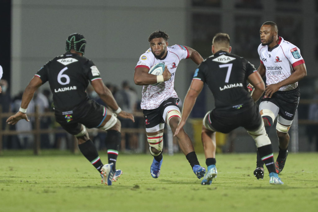 (12463543w) Vincent Tshituka (Lions) carries the ball United Rugby Championship match Zebre Rugby Club vs Emirates Lions, Parma, Italy - 24 Sep 2021