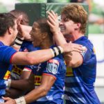Mandatory Credit: Photo by Alfio Guarise/LiveMedia/Shutterstock (12465598p) Stormers Celebrates try United Rugby Championship match Benetton Rugby vs DHL Stormers, Treviso, Italy - 25 Sep 2021