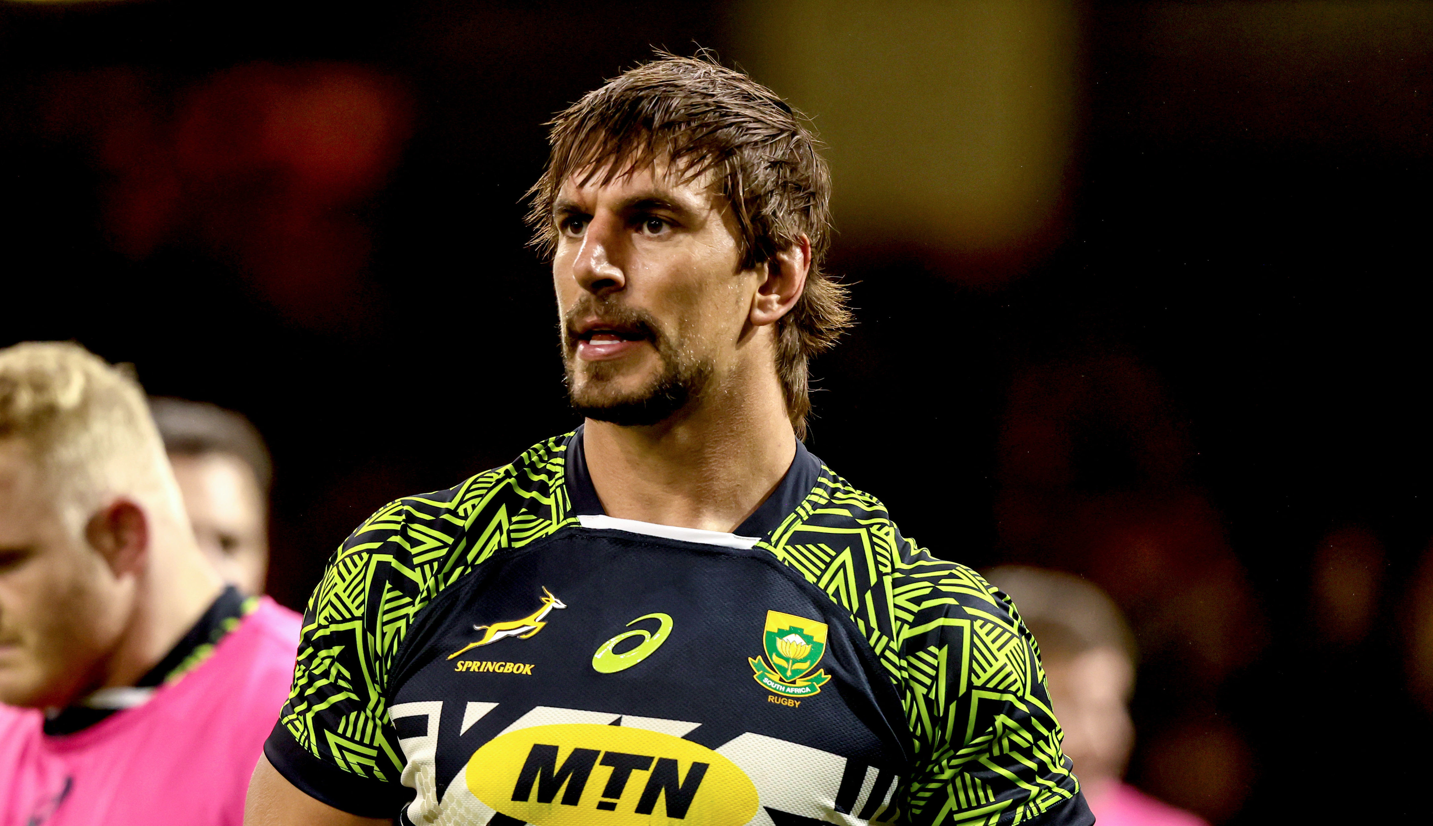 Mandatory Credit: Photo by Morgan Treacy/INPHO/Shutterstock/BackpagePix (12591822n) Wales vs South Africa. South Africa's Eben Etzebeth during the warm-up Autumn Nations Series, Principality Stadium, Cardiff, Wales - 06 Nov 2021