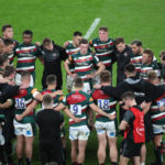 Leicester Tigers players huddle after the final whistle during the European Rugby Challenge Cup Final match at Twickenham Stadium, London. Picture date: Friday May 21, 2021.
