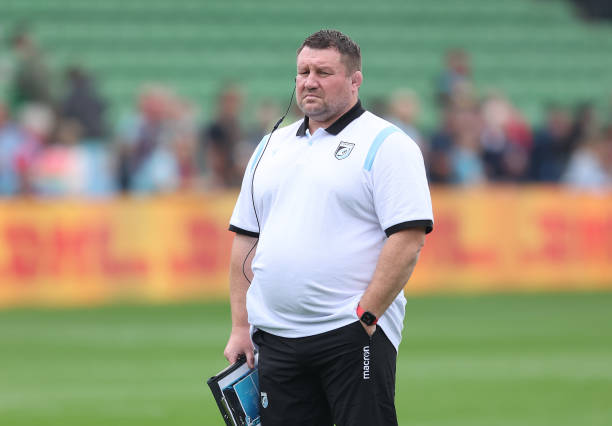 LONDON, ENGLAND - SEPTEMBER 04: Dai Young, Director of Rugby at Cardiff looks on ahead of the pre season friendly between Harlequins and Cardiff Blues at the Twickenham Stoop on September 04, 2021 in London, England.