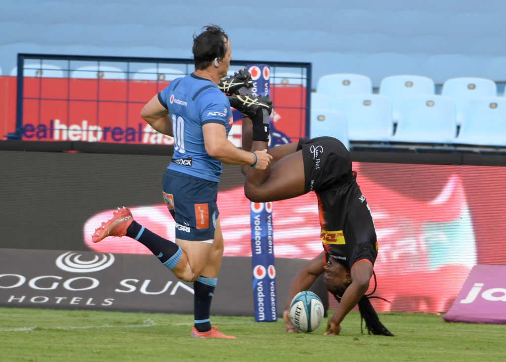 PRETORIA, SOUTH AFRICA - JANUARY 22: Seabelo Senatla of the Stormers during the United Rugby Championship match between Vodacom Bulls and DHL Stormers at Loftus Versfeld Stadium on January 22, 2022 in Pretoria, South Africa.