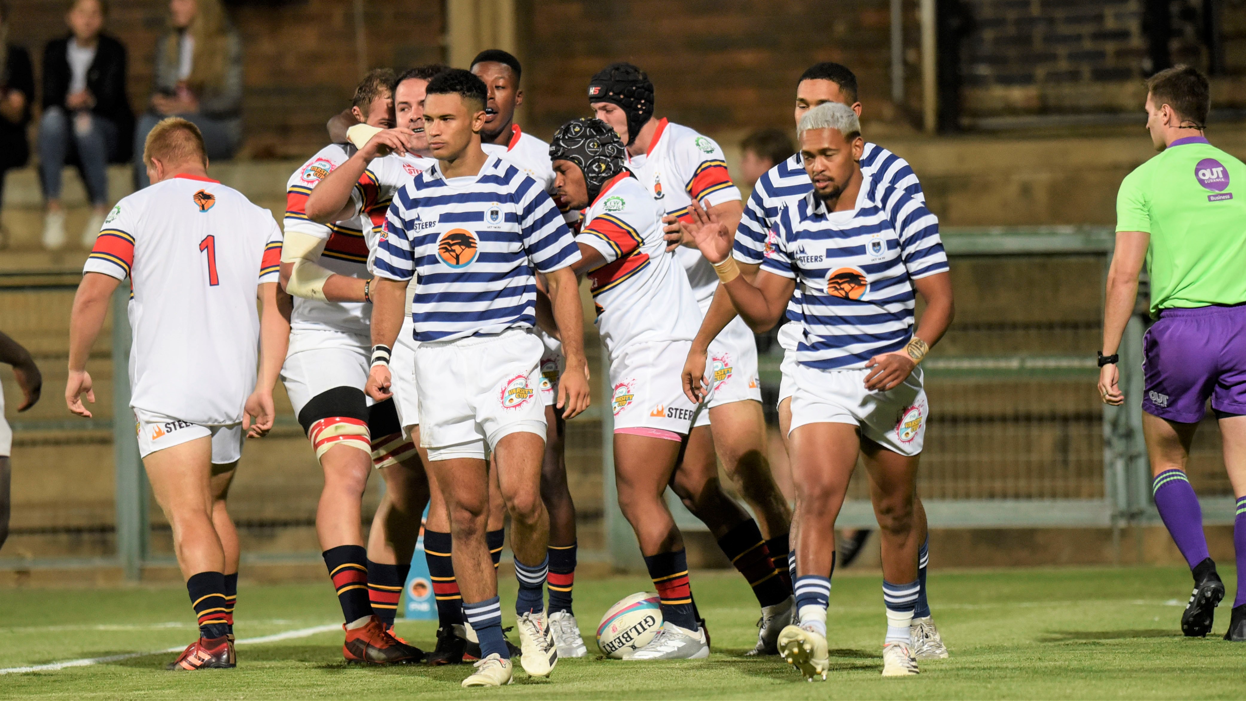 VARSITY CUP 2022, Presented by FNB AND PARTNERS, at UP TUKS MAIN FIELD, Pretoria. MONDAY 28 February 2022 FNB UP TUKS vs FNB UCT IKEYS Tuks celebrate a fast try by Dian Schoonees, of UP TUKS Catherine Kotze/Varsity