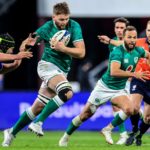 Ireland lock Iain Henderson on the charge with Jamison Gibson-Park in support