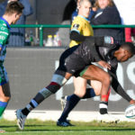 Mandatory Credit: Photo by Luca Sighniolfi/INPHO/Shutterstock/BackpagePix (12824431p) Benetton Rugby vs Cell C Sharks. Sharks' Aphelele Fassi scores their second try United Rugby Championship, Stadio Monigo, Treviso, Italy - 26 Feb 2022