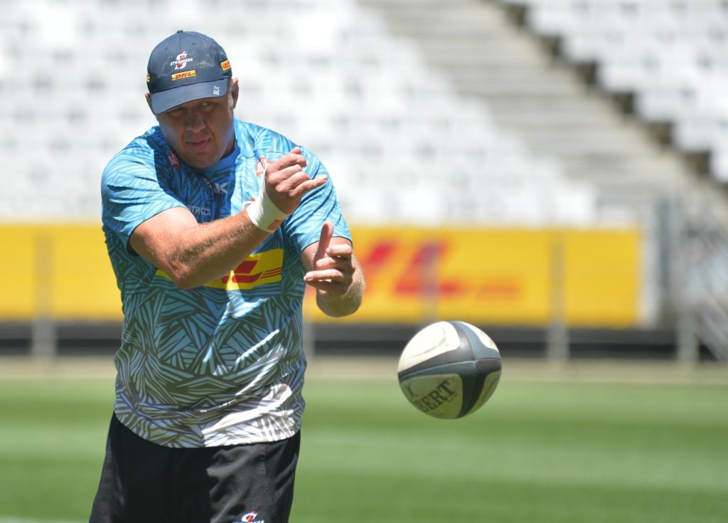 CAPE TOWN, SOUTH AFRICA - NOVEMBER 24: Brok Harris during the DHL Stormers training session at DHL Stadium on November 24, 2021 in Cape Town, South Africa.