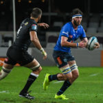 DURBAN, SOUTH AFRICA - DECEMBER 04: Ruan Nortje of the Vodacom Bulls during the United Rugby Championship match between Cell C Sharks and Vodacom Bulls at Jonsson Kings Park on December 04, 2021 in Durban, South Africa.